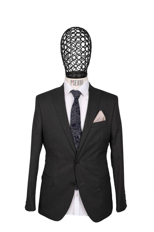 Slim Fit Antrasit Rengi Takım Elbise