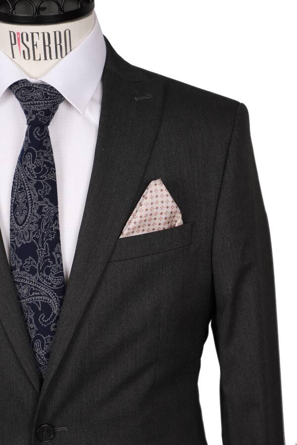 Slim Fit Antrasit Rengi Takım Elbise