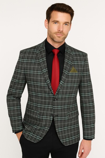 Erkek Tek Ceket Slim Fit - Thumbnail