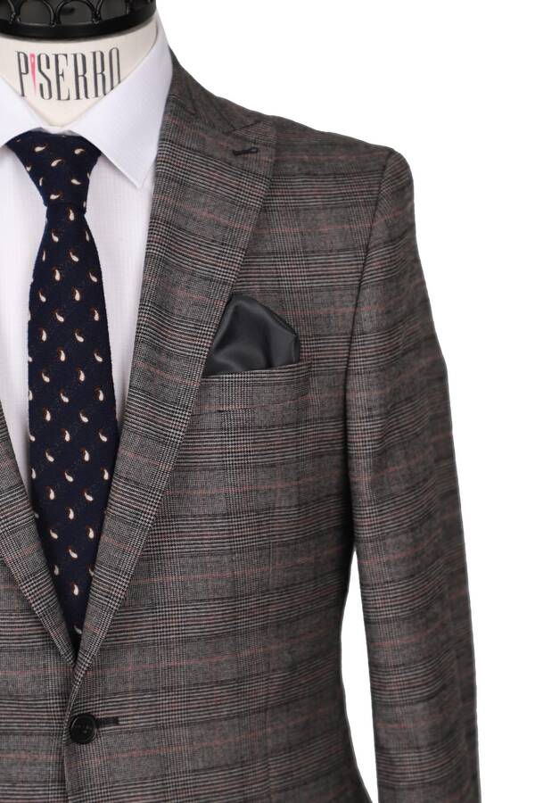 Slim Fit Gri Takım Elbise