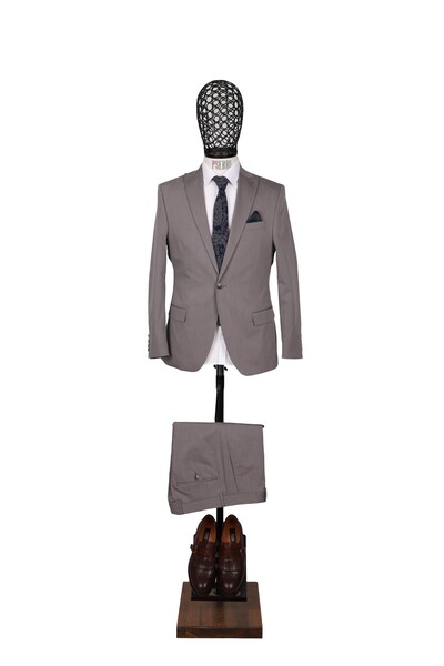 Piserro - Slim Fit Gri Takım Elbise
