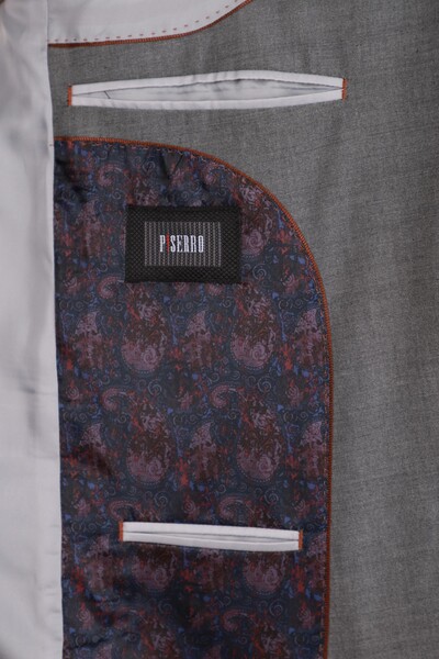 Slim Fit Yünlü Gri Takım Elbise - Thumbnail