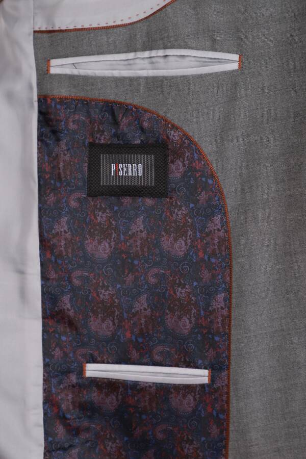 Slim Fit Yünlü Gri Takım Elbise