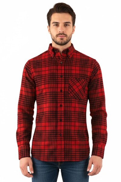 Piserro - Kareli Regular fit Erkek Oduncu Gömleği