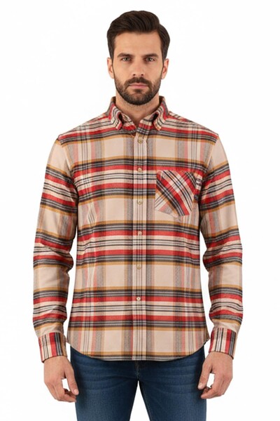 Piserro - Kareli Regular fit Erkek Oduncu Gömleği