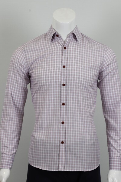 Piserro - Uzun Kol Slim Fit Kareli Gömlek