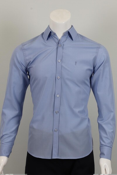 Piserro - Uzun Kol Slim Fit Kare Desenli Gömlek