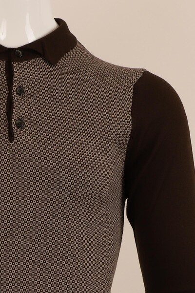 Slim Fit Yünlü Boğazlı Spor Triko - Thumbnail