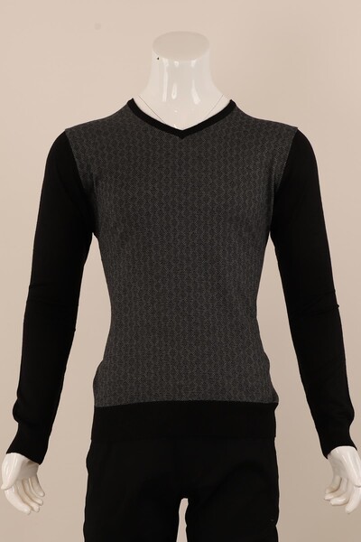 Slim Fit Yünlü Desenli Spor Triko - Thumbnail