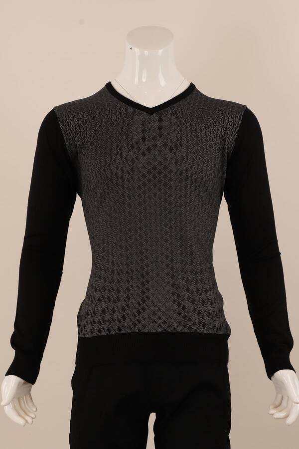 Slim Fit Yünlü Desenli Spor Triko