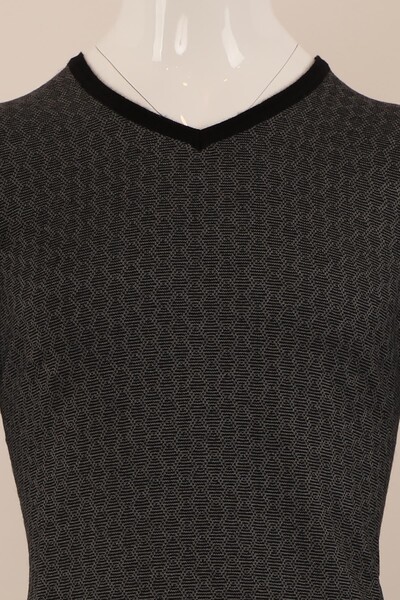 Slim Fit Yünlü Desenli Spor Triko - Thumbnail