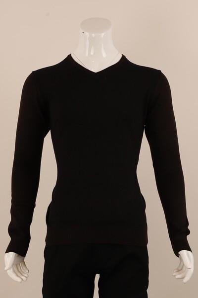 Slim Fit Yünlü Desenli Spor Triko - Thumbnail