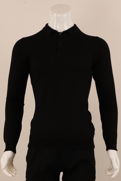 Slim Fit Yünlü Düğmeli Triko - Thumbnail