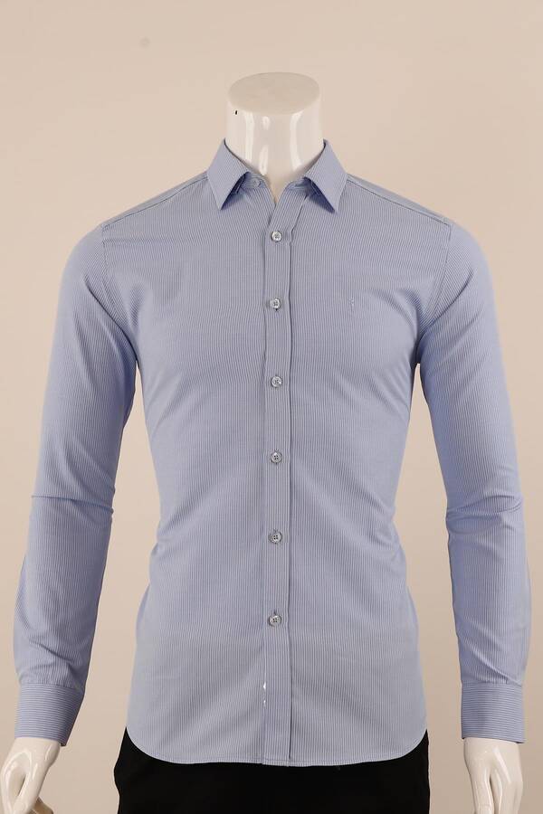 Uzun Kol Slim Fit Çizgili Gömlek
