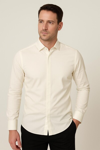 Piserro - Uzun Kol Slim Fit Damatlık Gömlek