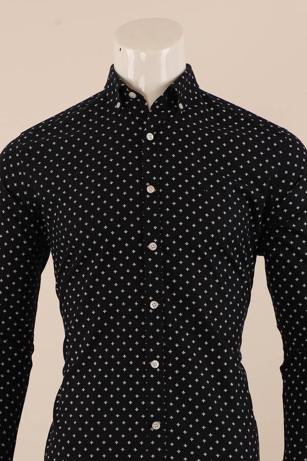 Uzun Kol Slim Fit Desenli Gömlek