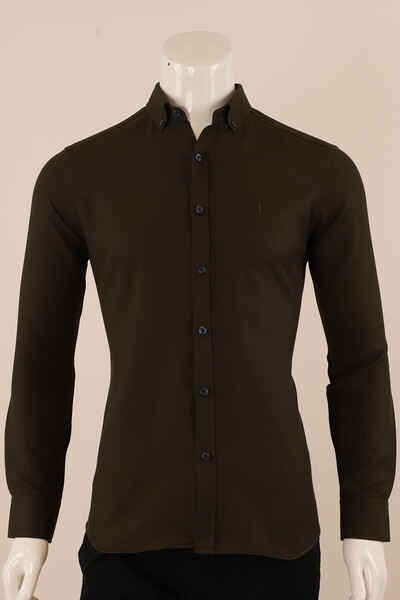 Piserro - Uzun Kol Slim Fit Desenli Gömlek
