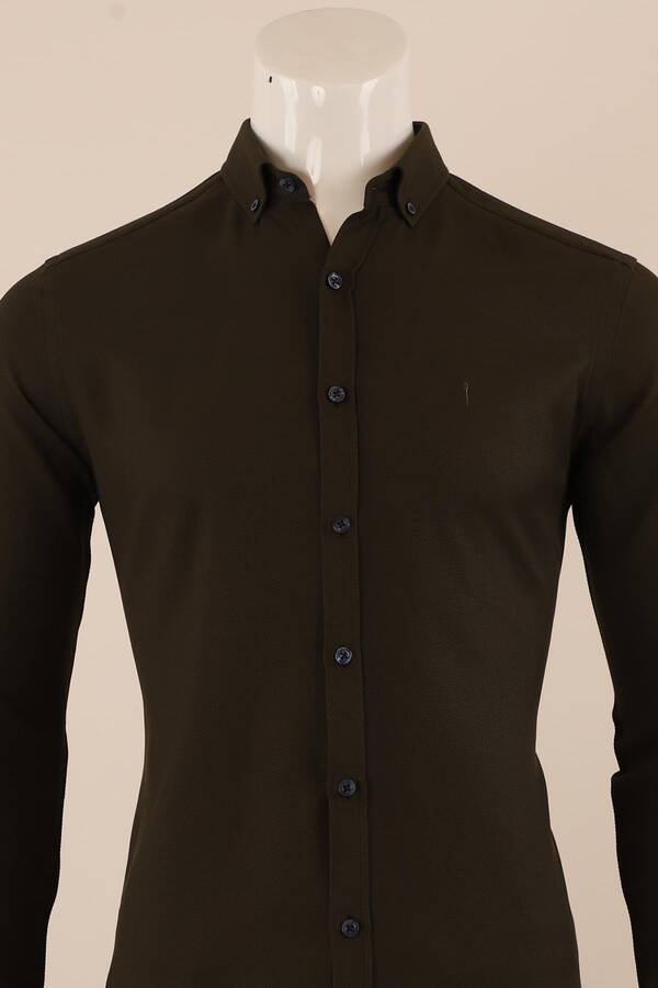 Uzun Kol Slim Fit Desenli Gömlek
