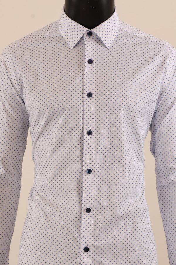 Uzun Kol Slim Fit Desenli Gömlek
