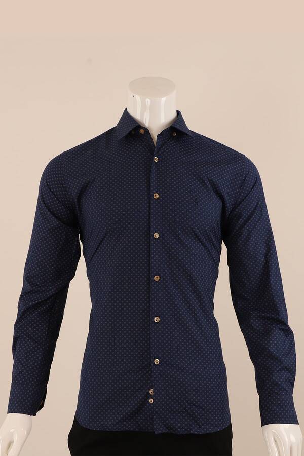 Uzun Kol Slim Fit Desenli Gömlek