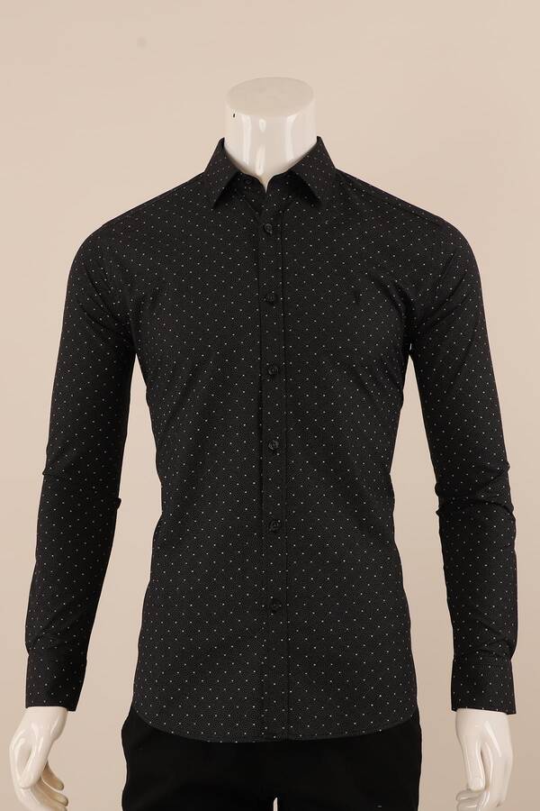 Uzun Kol Slim Fit Desenli Gömlek