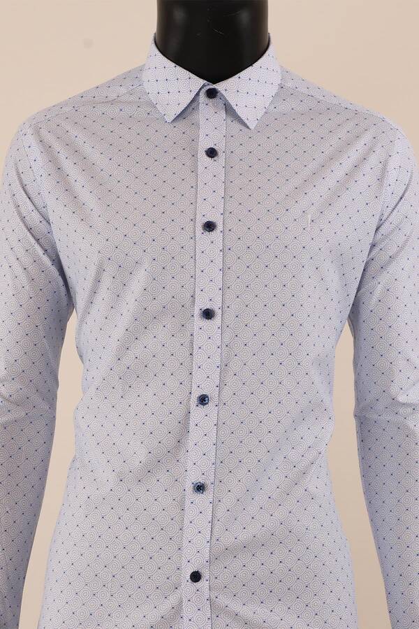 Uzun Kol Slim Fit Desenli Gömlek