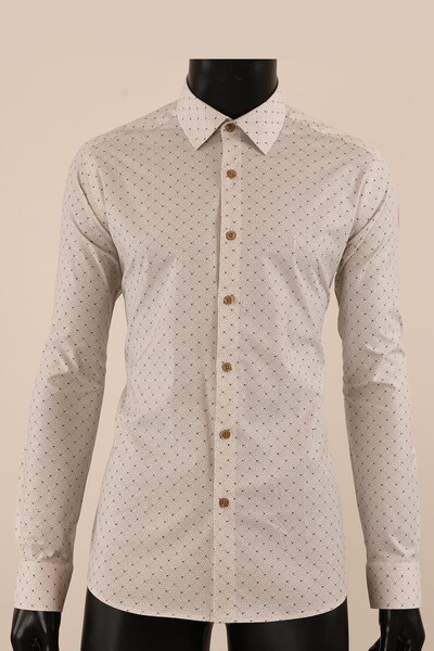 Uzun Kol Slim Fit Desenli Gömlek - Thumbnail