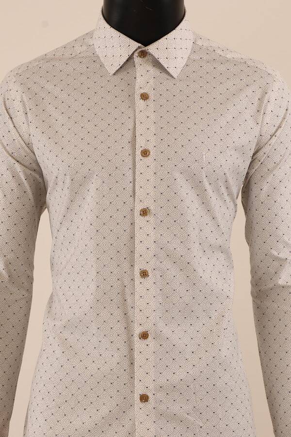 Uzun Kol Slim Fit Desenli Gömlek