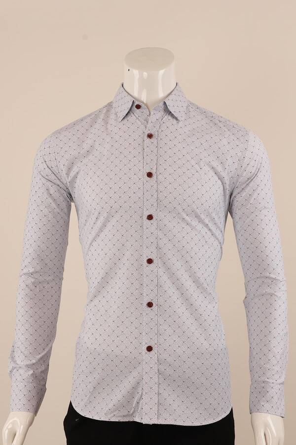 Uzun Kol Slim Fit Desenli Gömlek