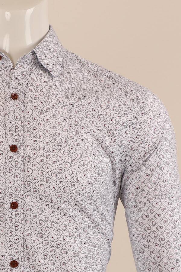 Uzun Kol Slim Fit Desenli Gömlek