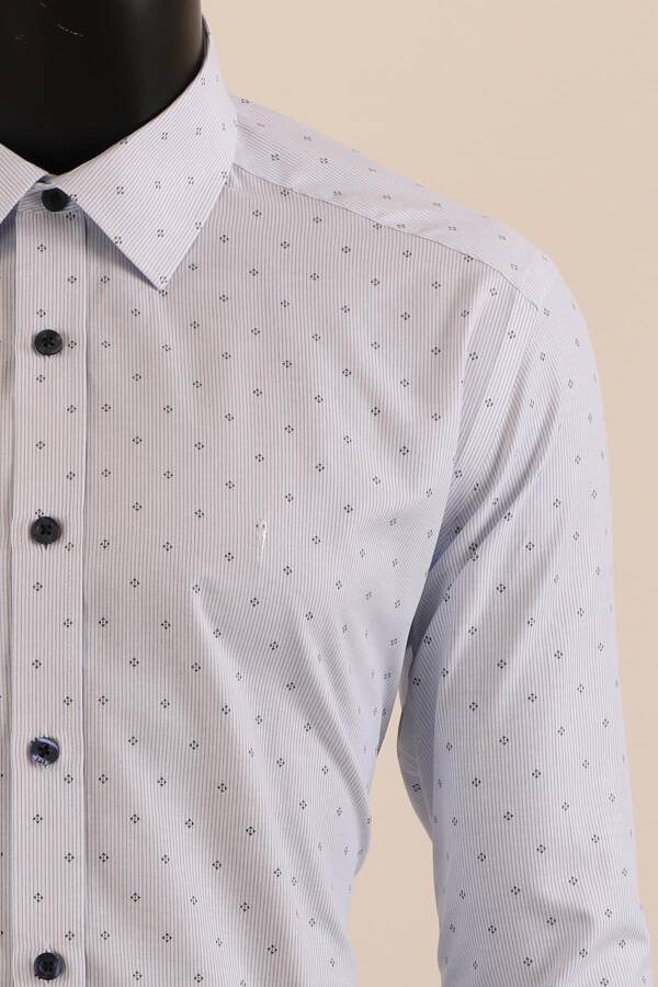 Uzun Kol Slim Fit Desenli Gömlek - 4