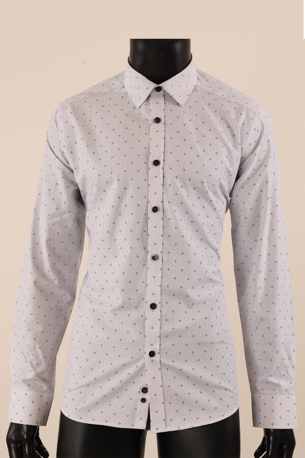 Uzun Kol Slim Fit Desenli Gömlek - 5