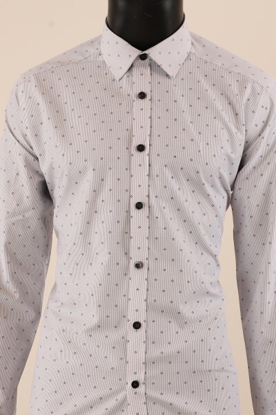 Uzun Kol Slim Fit Desenli Gömlek - 6