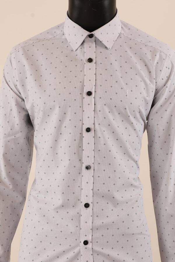 Uzun Kol Slim Fit Desenli Gömlek - 6