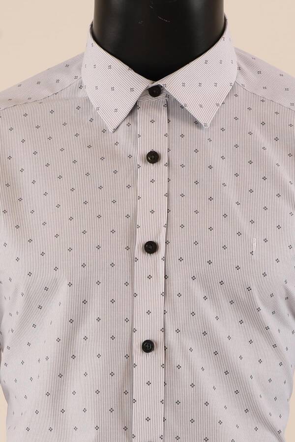 Uzun Kol Slim Fit Desenli Gömlek - 7