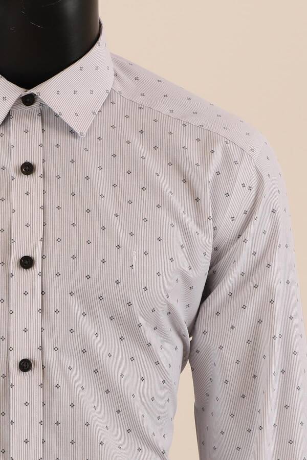 Uzun Kol Slim Fit Desenli Gömlek - 8