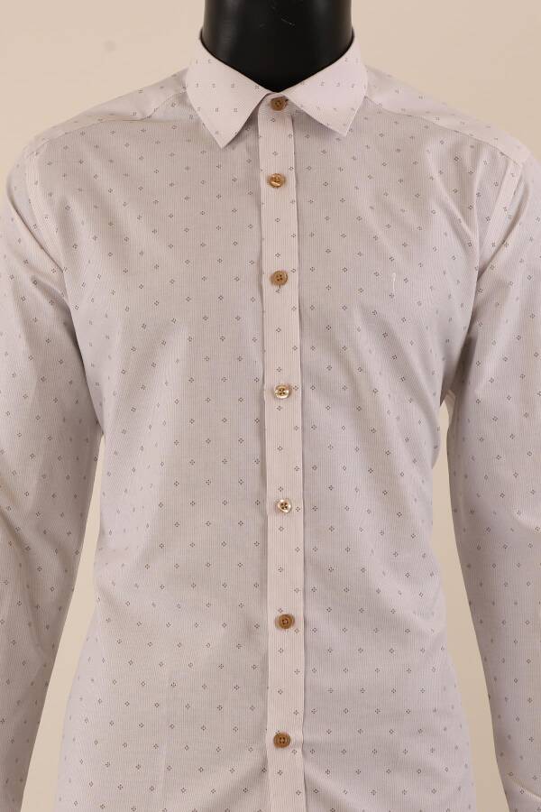 Uzun Kol Slim Fit Desenli Gömlek - 10