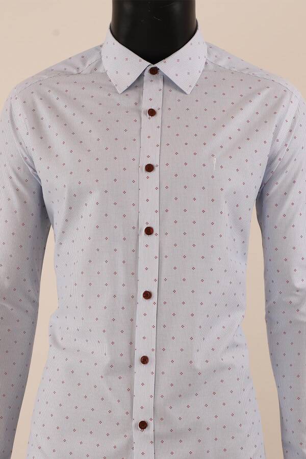 Uzun Kol Slim Fit Desenli Gömlek - 14
