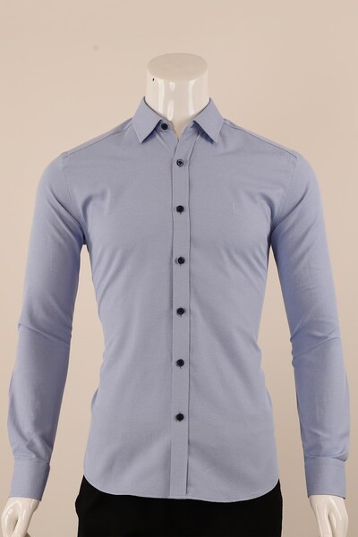 Piserro - Uzun Kol Slim Fit Desenli Gömlek