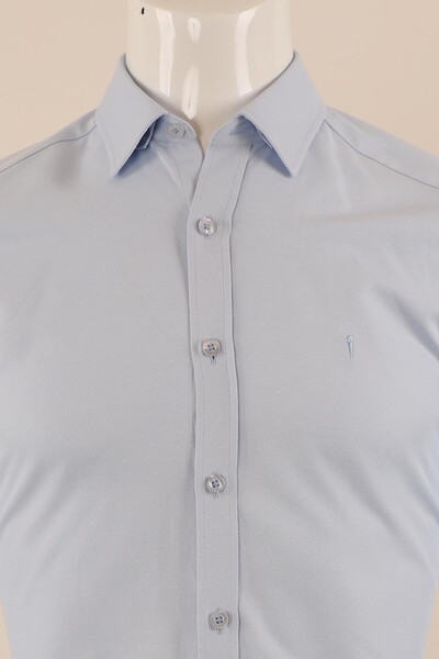 Uzun Kol Slim Fit Desenli Gömlek - Thumbnail