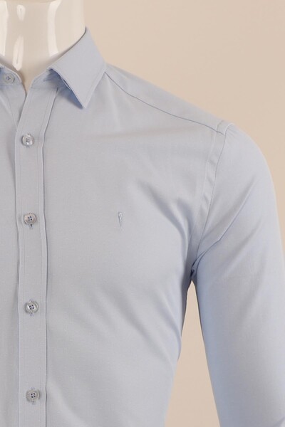 Uzun Kol Slim Fit Desenli Gömlek - Thumbnail