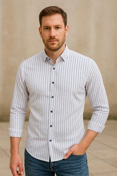Piserro - Uzun Kol Slim Fit Gömlek
