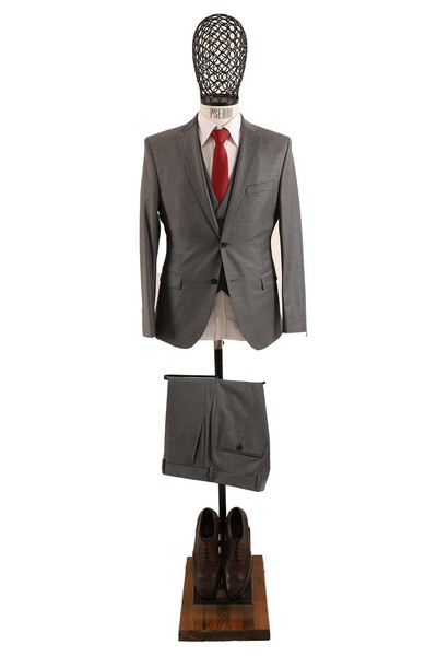 Piserro - Yelekli Slim Fit Erkek Takım Elbise