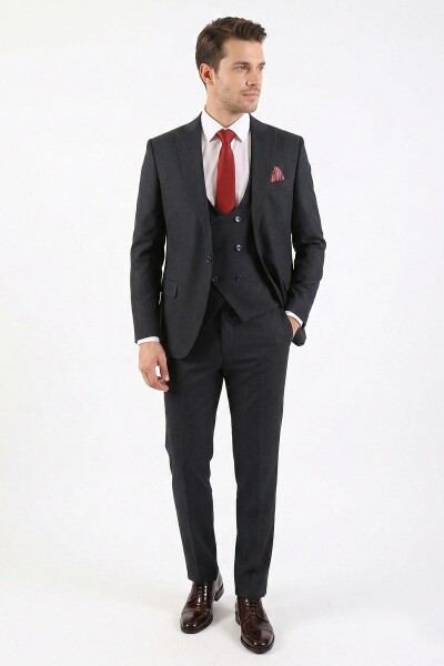 Yelekli Takım Elbise Erkek Slim Fit