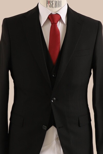 Yelekli Takım Elbise Slim Fit - Thumbnail