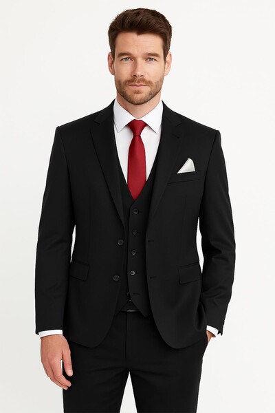 03 - Yelekli Takım Elbise Slim Fit