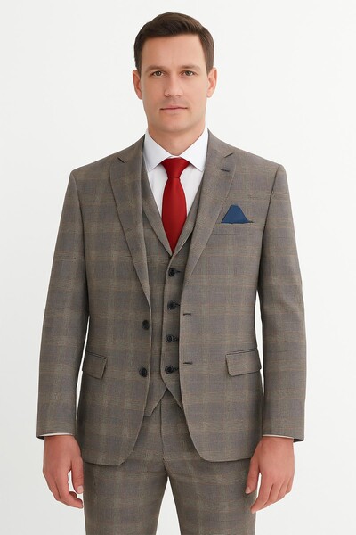Yelekli Takım Elbise Slim Fit - Thumbnail