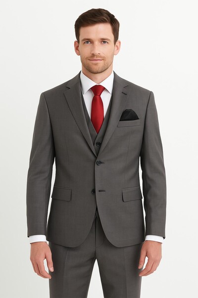 Yelekli Takım Elbise Slim Fit - Thumbnail