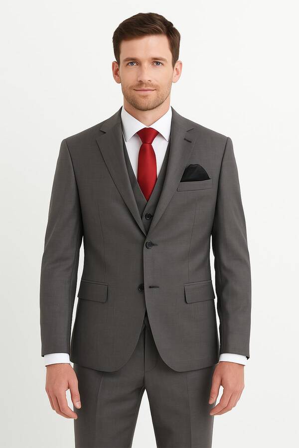 Yelekli Takım Elbise Slim Fit - 1