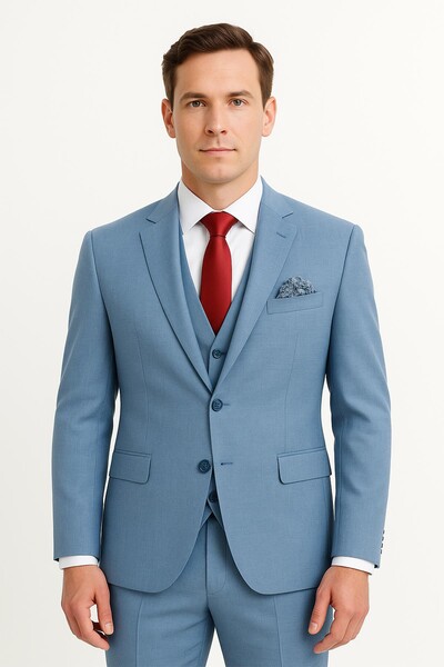 Piserro - Yelekli Takım Elbise Slim Fit